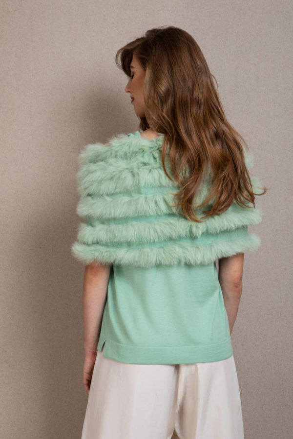 Antigua Fur Stole, Pale Turquoise