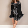 Himalaya Cashmere / Silk Shawl Fur Border, Black