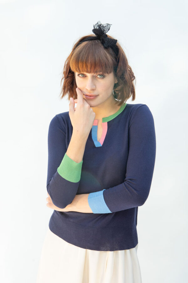 Narsisco Cashmere/Silk Sweater, Navy