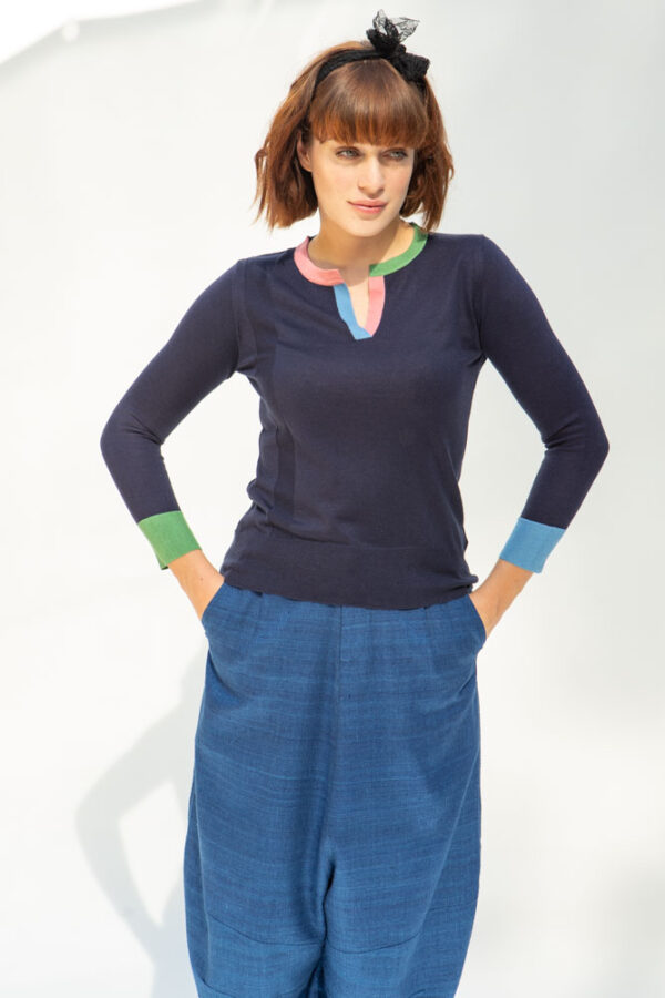 Narsisco Cashmere/Silk Sweater, Navy