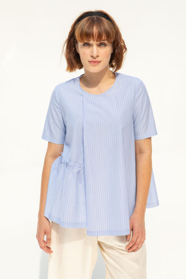 Sumi Striped Blue Cotton Blouse