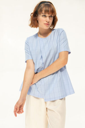 Sumi Checked Blue Cotton Blouse