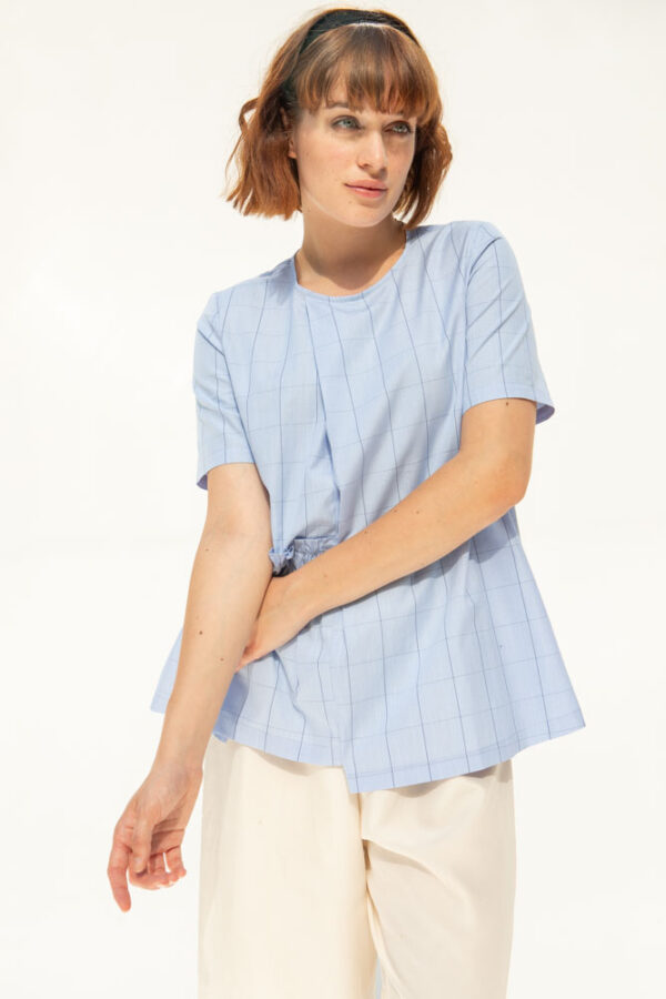 Sumi Checked Blue Cotton Blouse