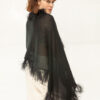 Himalaya Black Cashmere / Silk Shawl with Ostrich Feathers