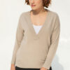 Roya Cashmere V-neck Sweater , Beige