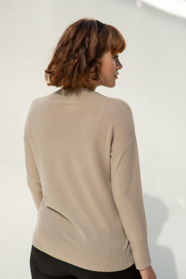 Roya Cashmere V-neck Sweater , Beige