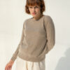 Limena Cashmere Sweater, Colour Natural with Silver Metallic Stripes