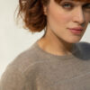 Limena Cashmere Sweater, Colour Natural with Silver Metallic Stripes