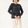 Limena Cashmere Sweater, Navy with Silver Metallic Stripes