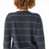 Limena Cashmere Sweater, Navy with Silver Metallic Stripes