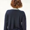 Safia Cashmere/Silk Sweater, Navy/Light Grey Collar