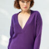 Roya Cashmere V-neck Sweater, Purple