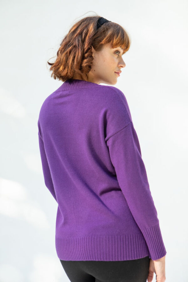 Roya Cashmere V-neck Sweater, Purple