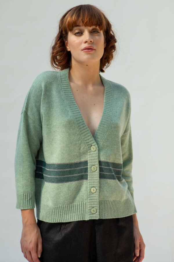 Alessia Cashmere Cardigan, Pale Turquoise