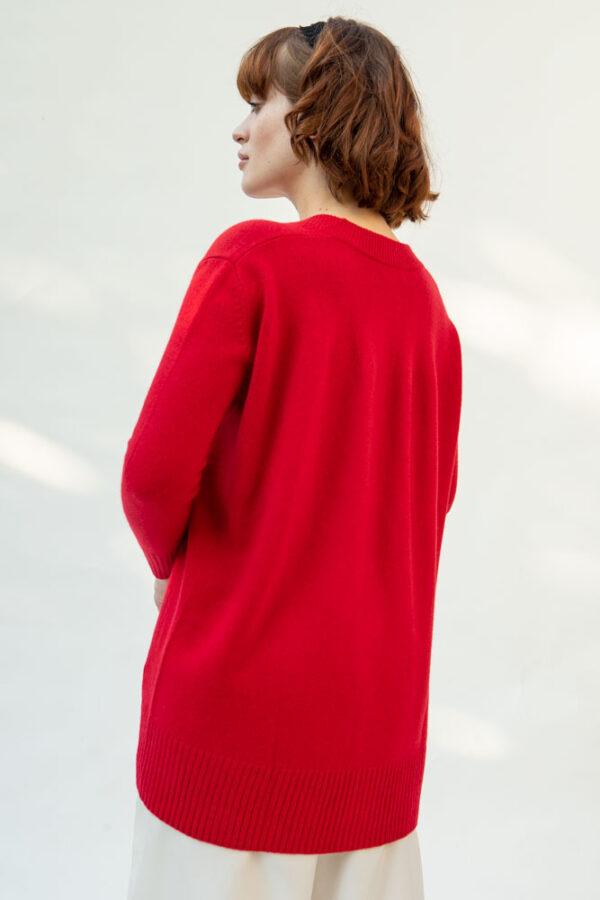 Adona Cashmere Cardigan, Red