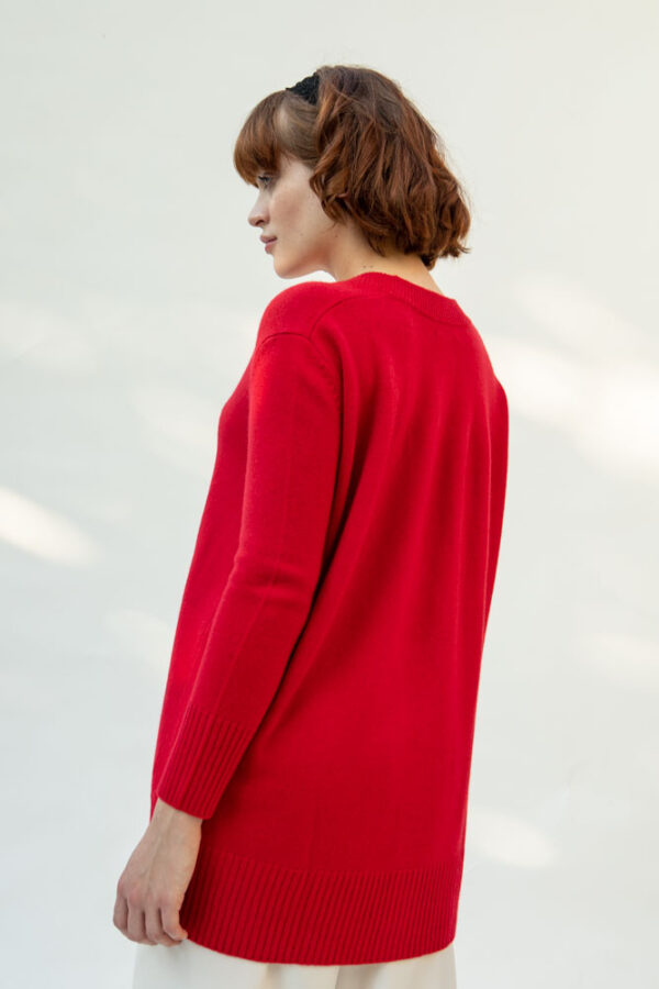 Adona Cashmere Cardigan, Red