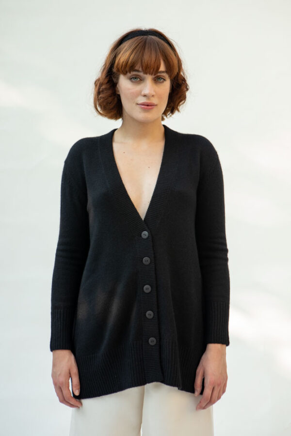 Adona Cashmere Cardigan, Black