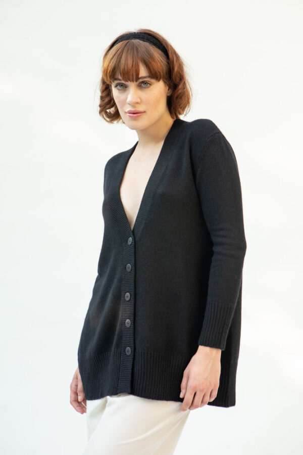 Adona Cashmere Cardigan, Black