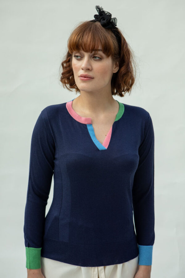 Narsisco Cashmere/Silk Sweater, Navy